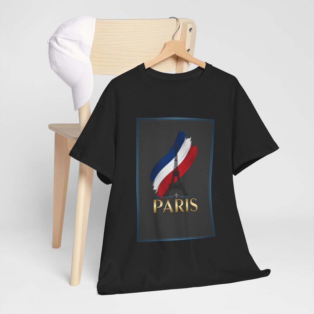 Paris Tricolor Graphic Tee — French Flag Brushstroke T-Shirt