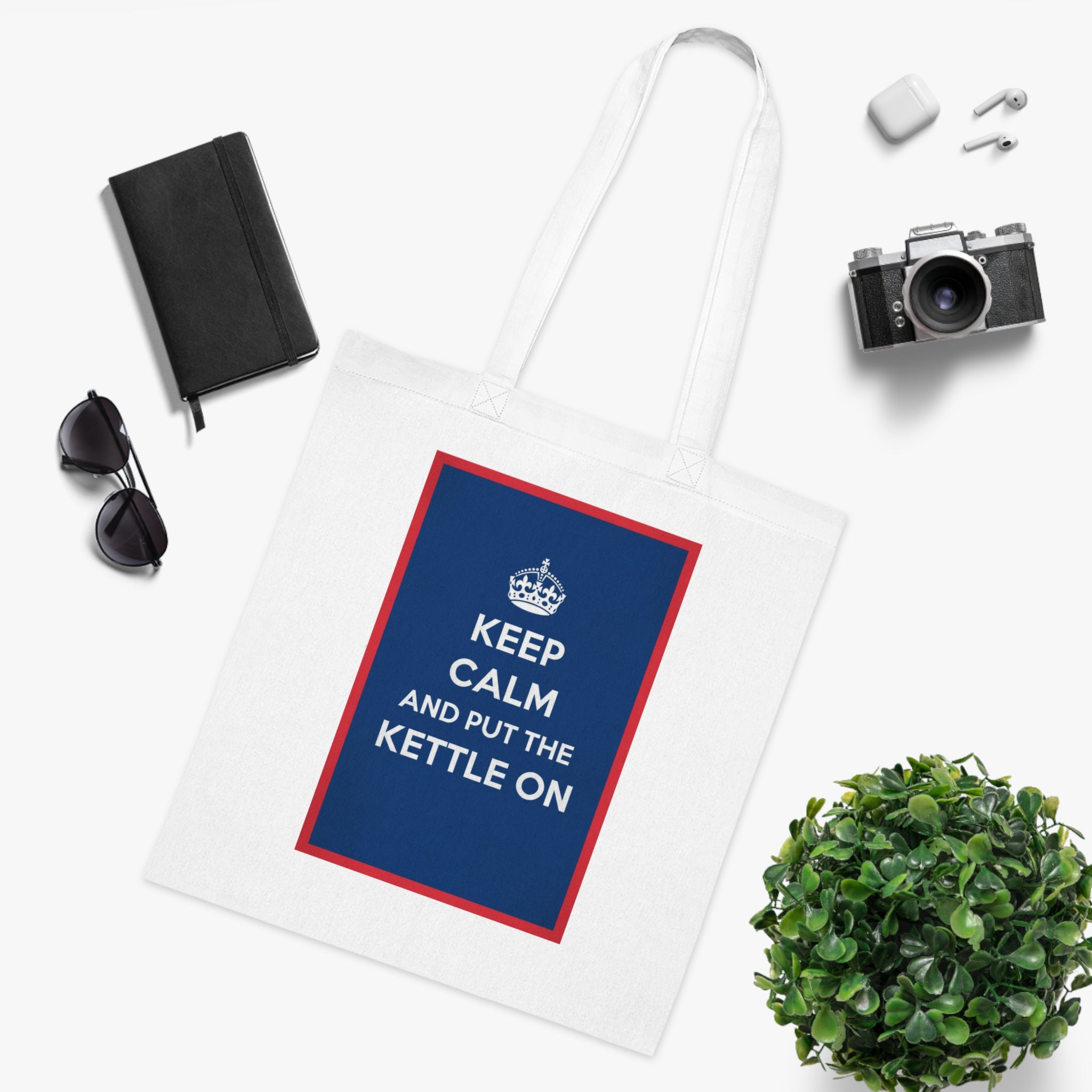 Keep Calm and Put the Kettle On Cotton Tote — British Tea Lover Reusable Grocery Bag