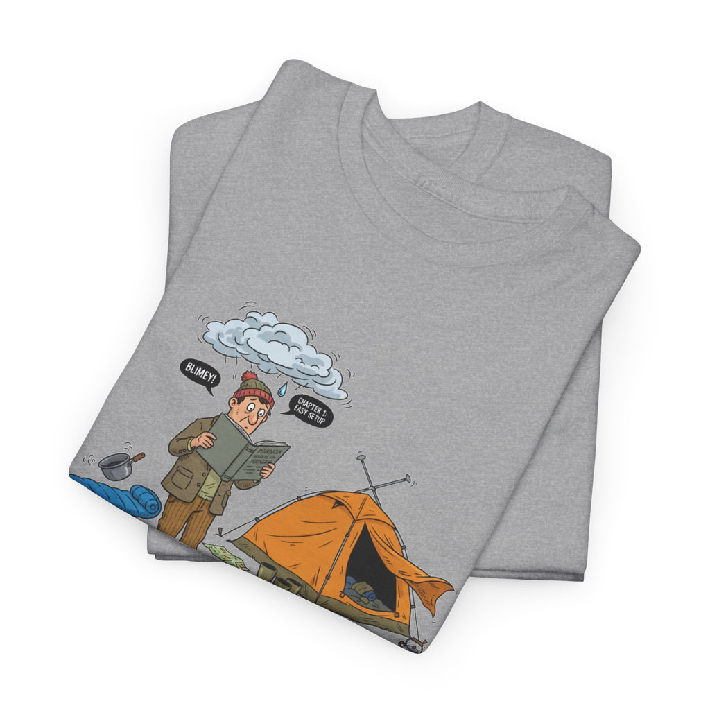 Retro Mountain Camping Graphic T-Shirt — Vintage Campfire Adventure Tee