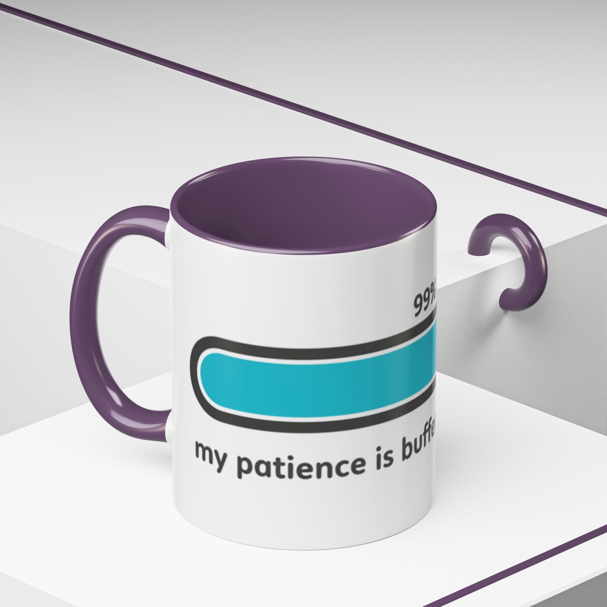 Loading Progress Coffee Mug — "Patience is buffering please wait" Accent Mug