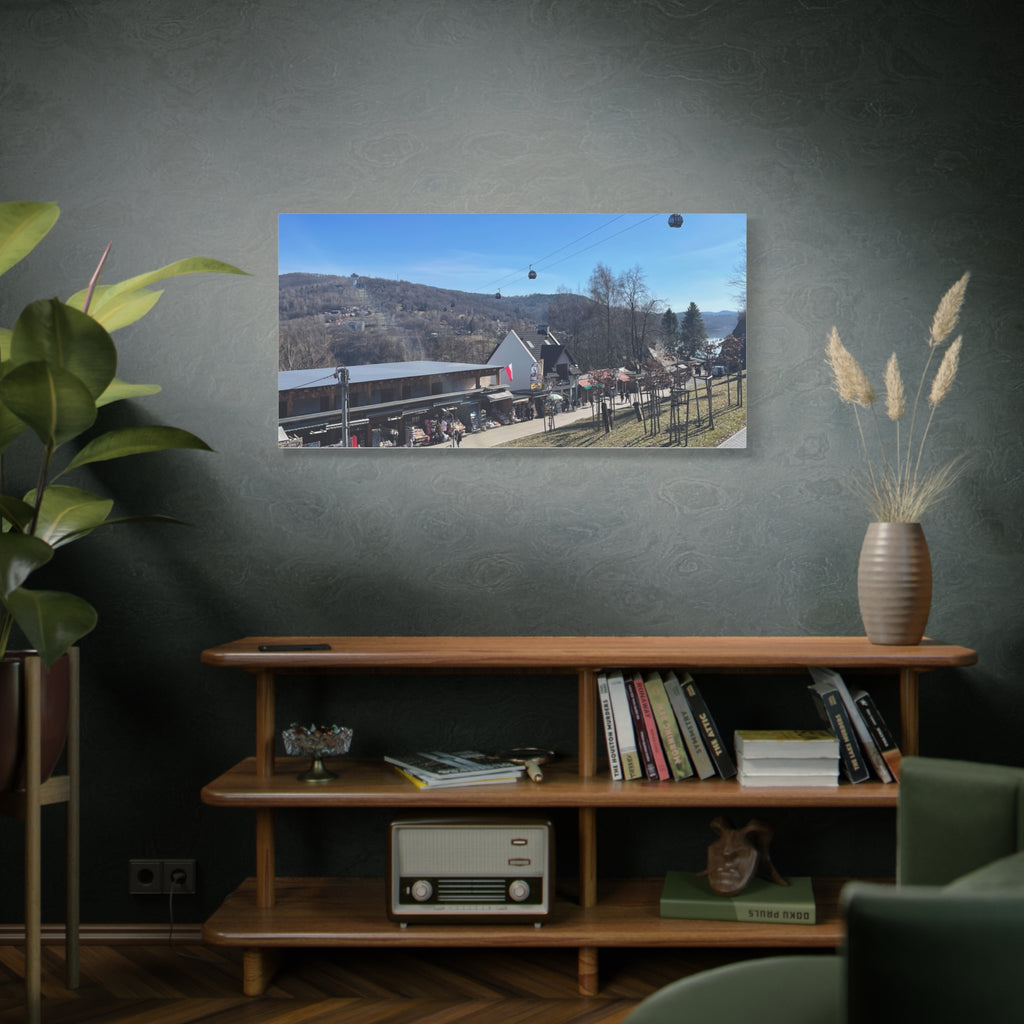 Resort Gondola Matte Canvas Wall Art — Mountain Village Landscape Print