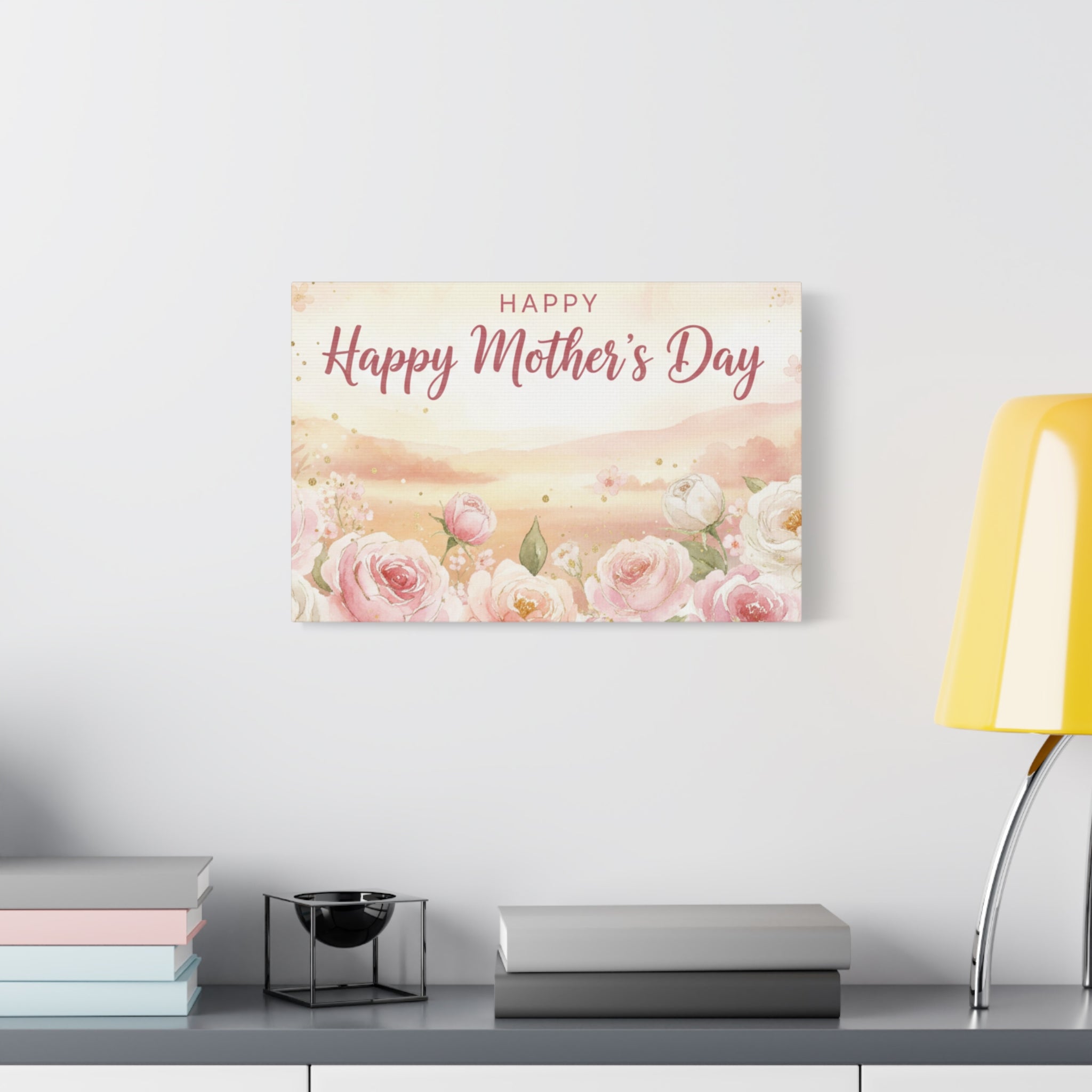 Happy Mother's Day Floral Canvas Art — Stretched Matte Wall Decor