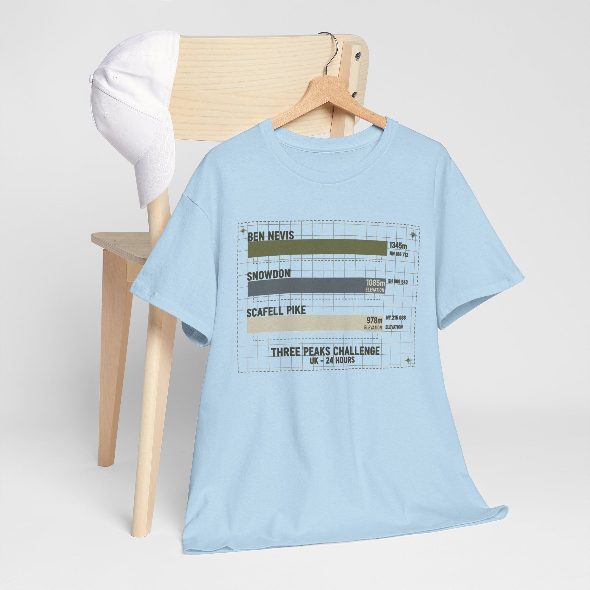 Three Peaks Challenge Graphic T-Shirt — Retro UK Mountain Hiking Tee