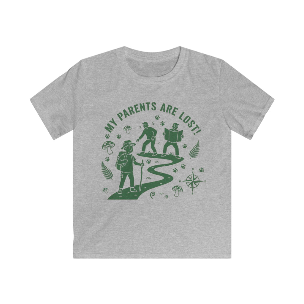 Kids Tee — “My Parents Are Lost” Funny Adventure Graphic Shirt for Outdoor-Loving Kids