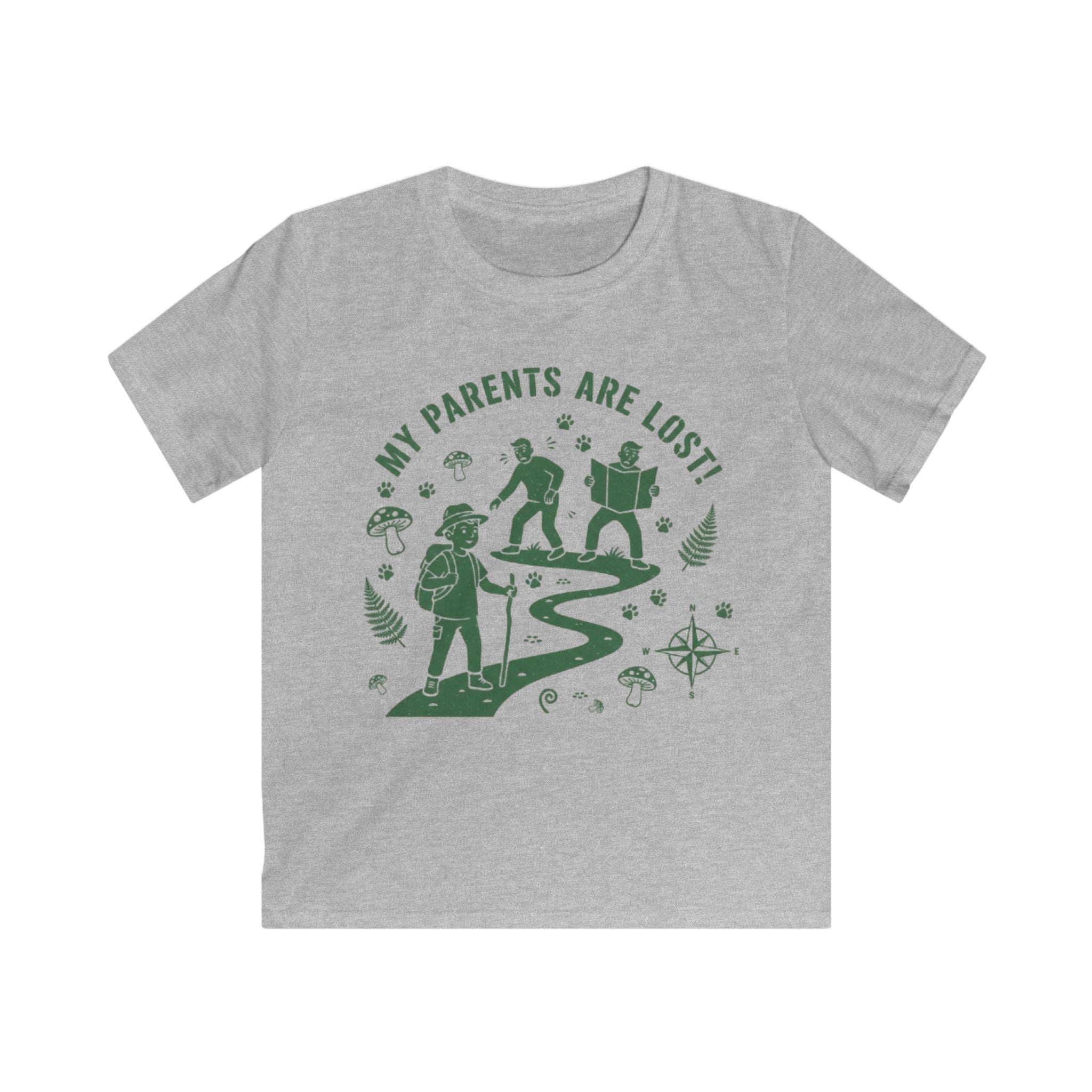Kids Tee — “My Parents Are Lost” Funny Adventure Graphic Shirt for Outdoor-Loving Kids