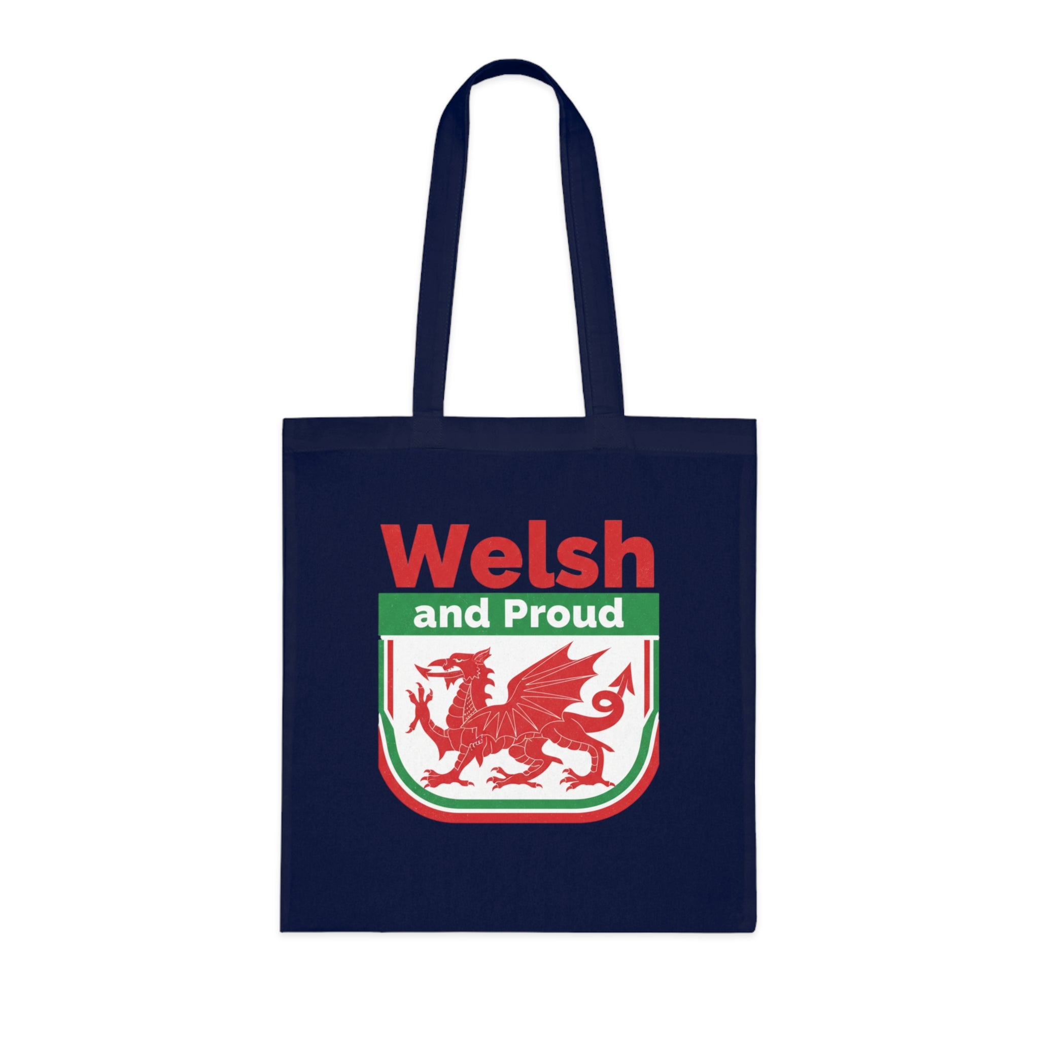 Welsh and Proud Tote Bag — Cotton Reusable Shopping Tote with Red Dragon Design