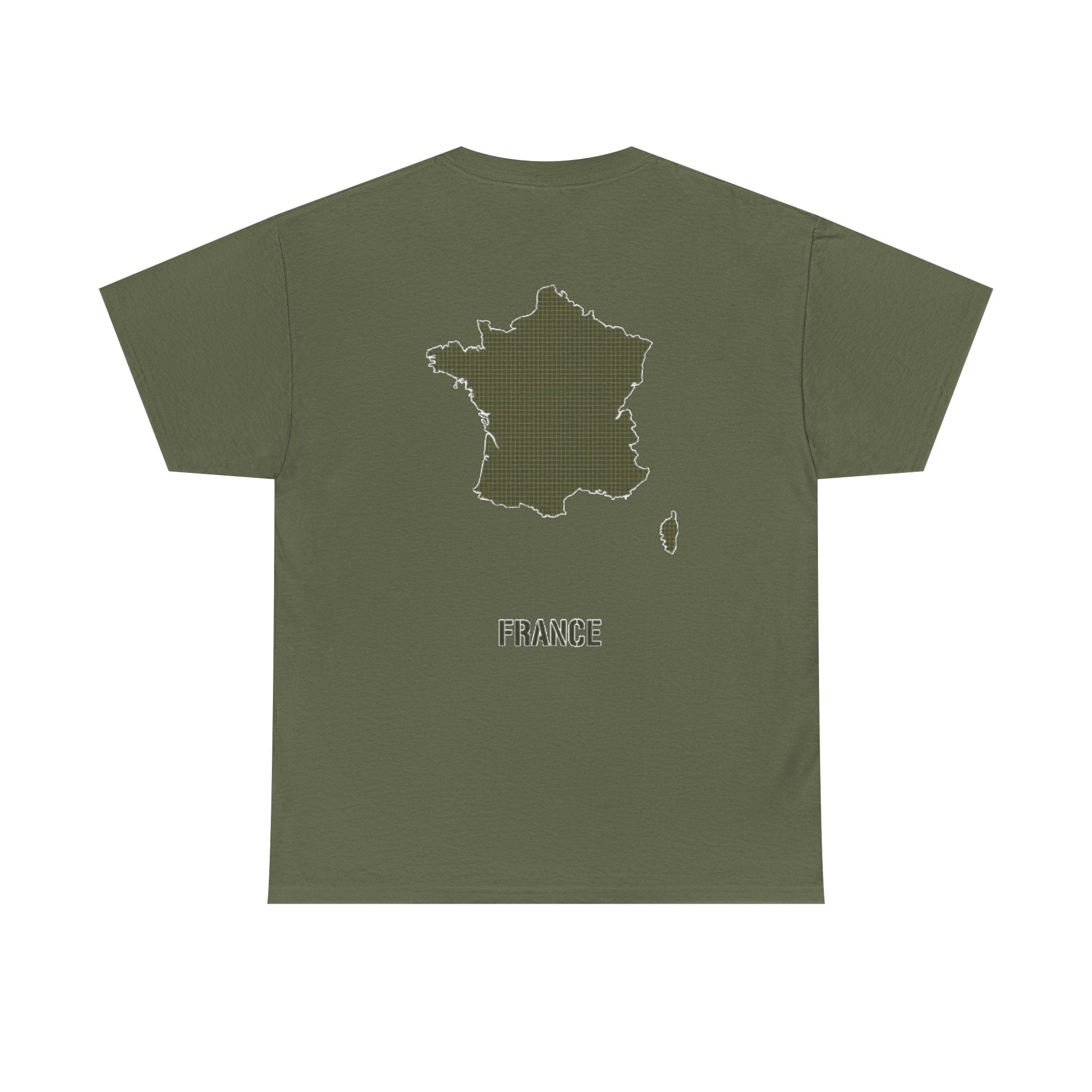 France Map T-Shirt — Minimalist Olive France Map Tee