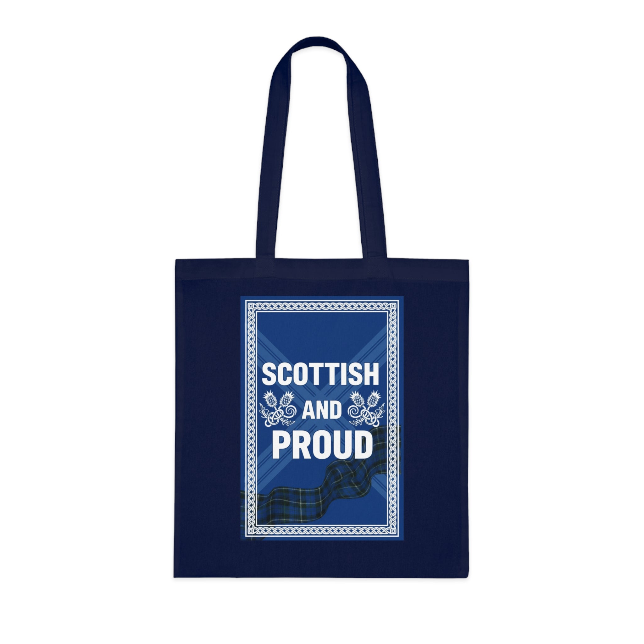 Scottish and Proud Cotton Tote – Blue Tartan Reusable Bag