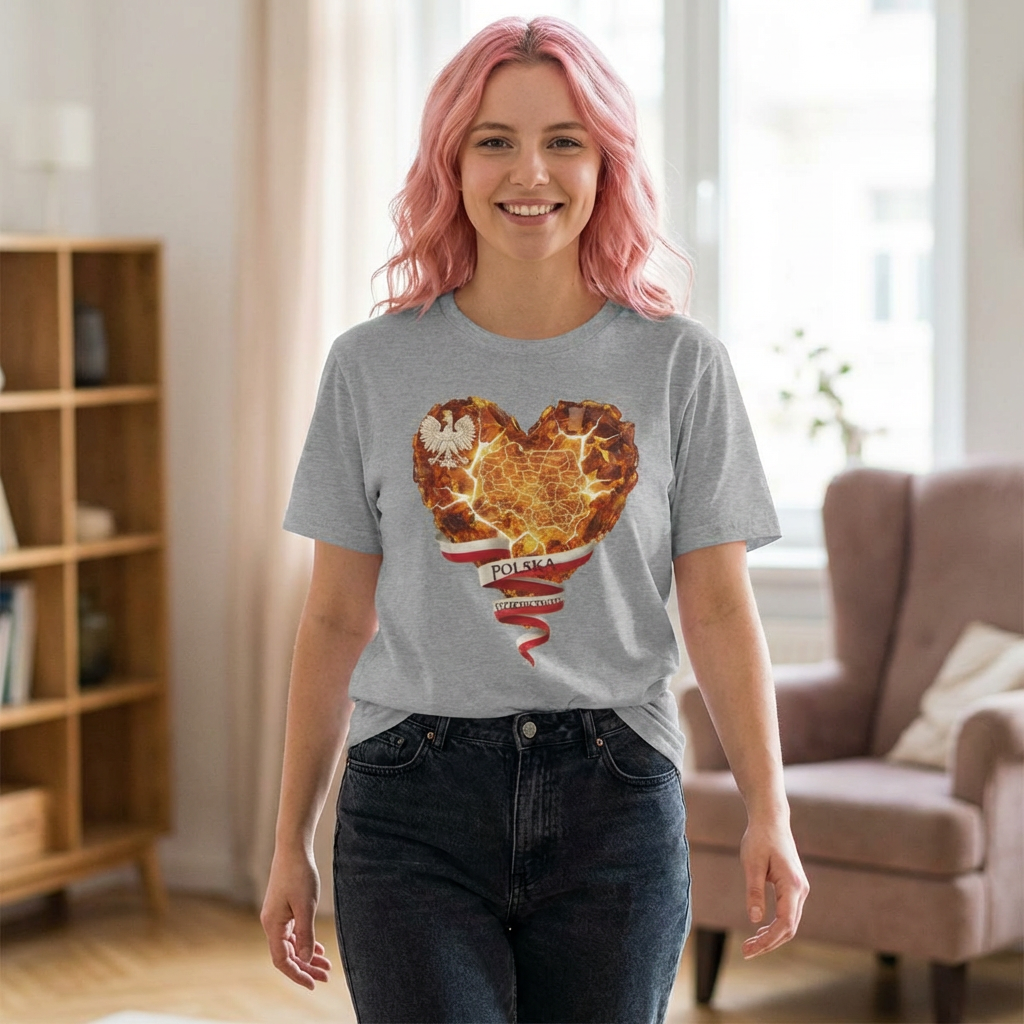 Polish Pride Heart Flame Tee | Polska Heritage T-Shirt