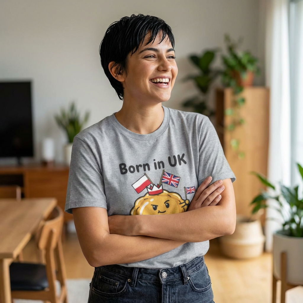 Born in UK Pierogi T‑Shirt — Funny Polish‑British Pride Tee