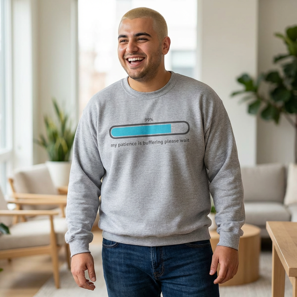 99% Patience Loading Sweatshirt | sarcastic gratitude, thankful but tired