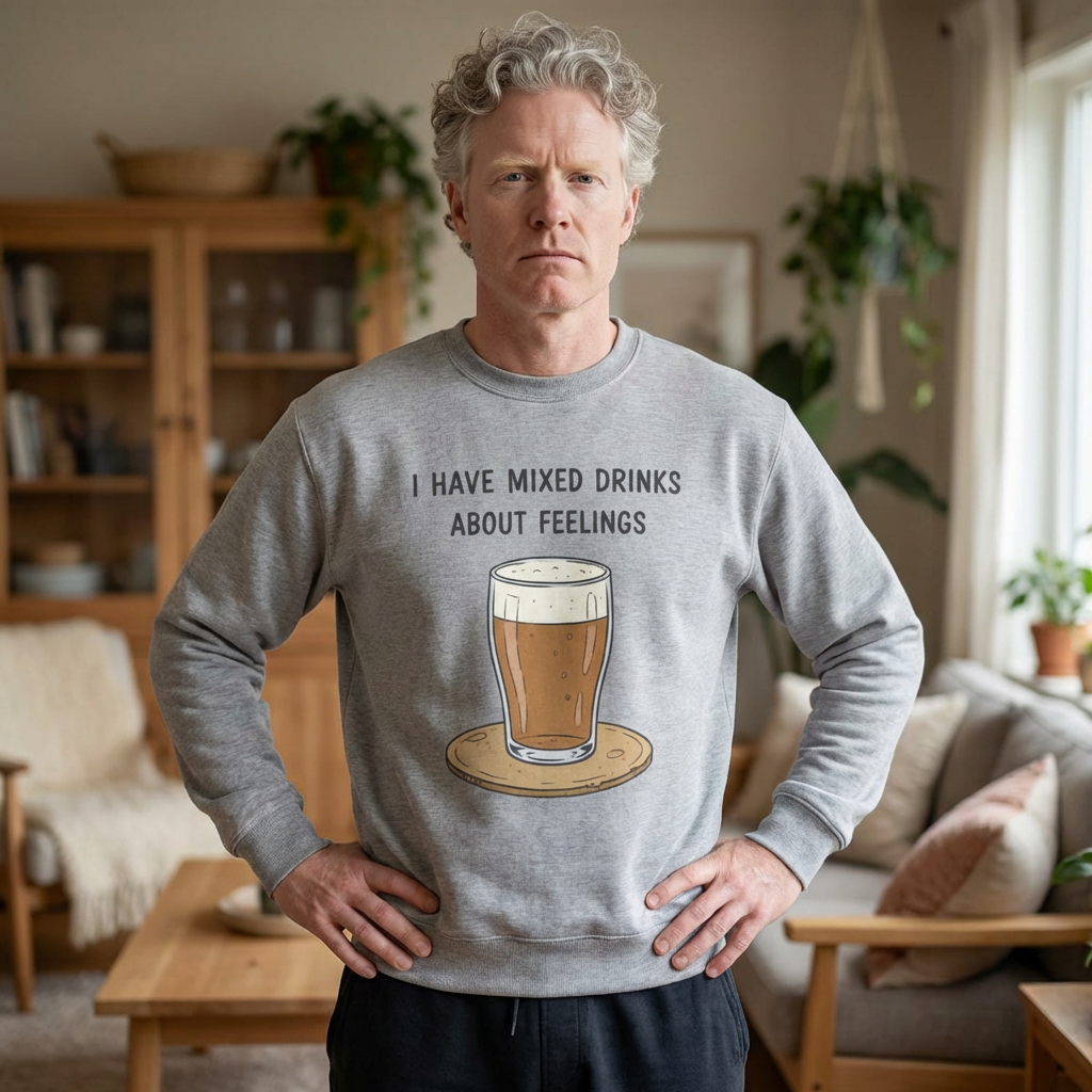 I Have Mixed Drinks About Feelings Sweatshirt | sarcastic gratitude, thankful but tired