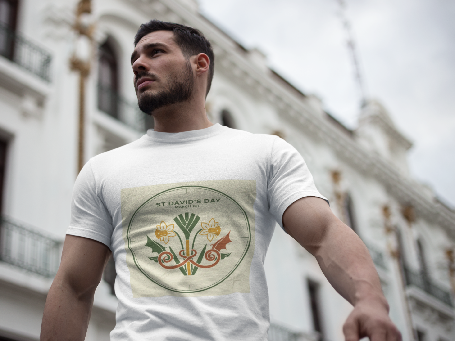 St. David's Day Floral Tee — Welsh Daffodil & Leek Celebration Shirt