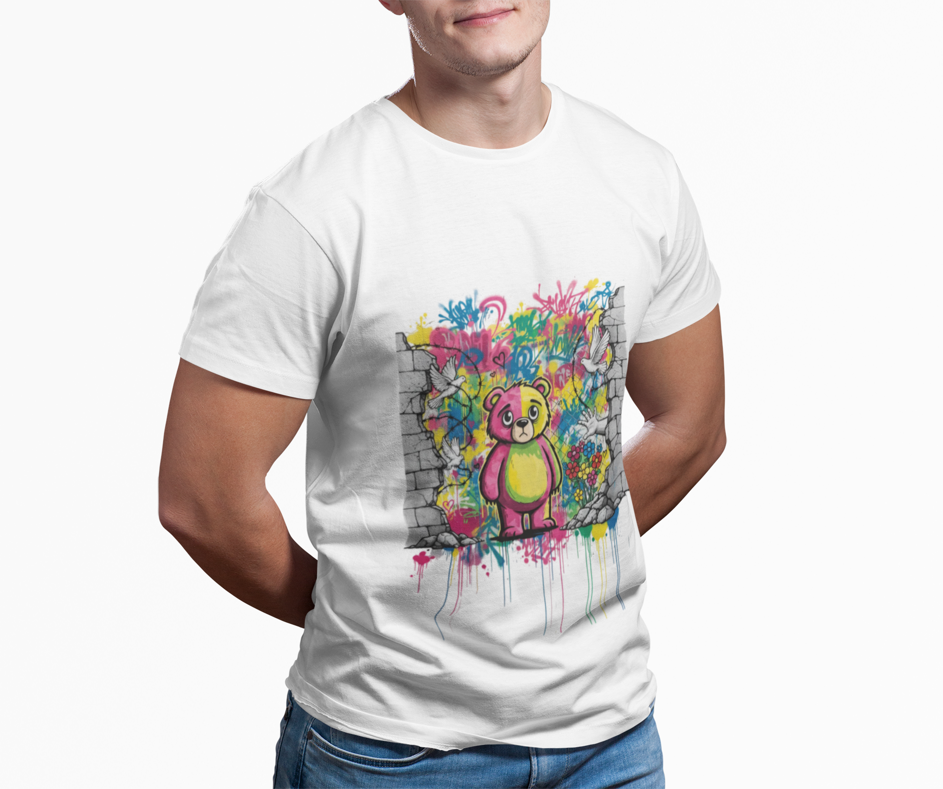 Graffiti Teddy Street Art T-Shirt — Colourful Bear Tee