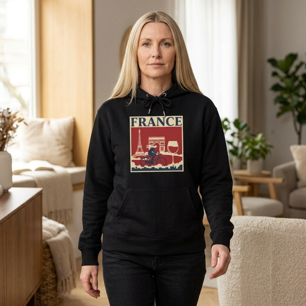 France Retro Travel Hoodie — Eiffel Tower Wine Vintage Paris Sweatshirt