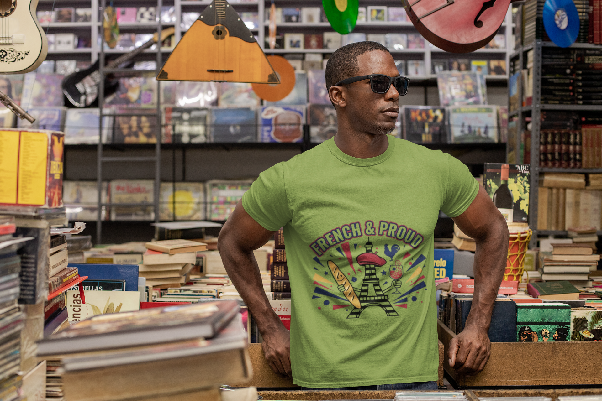 French & Proud T-Shirt — Eiffel Tower, Baguette & Wine Graphic Tee