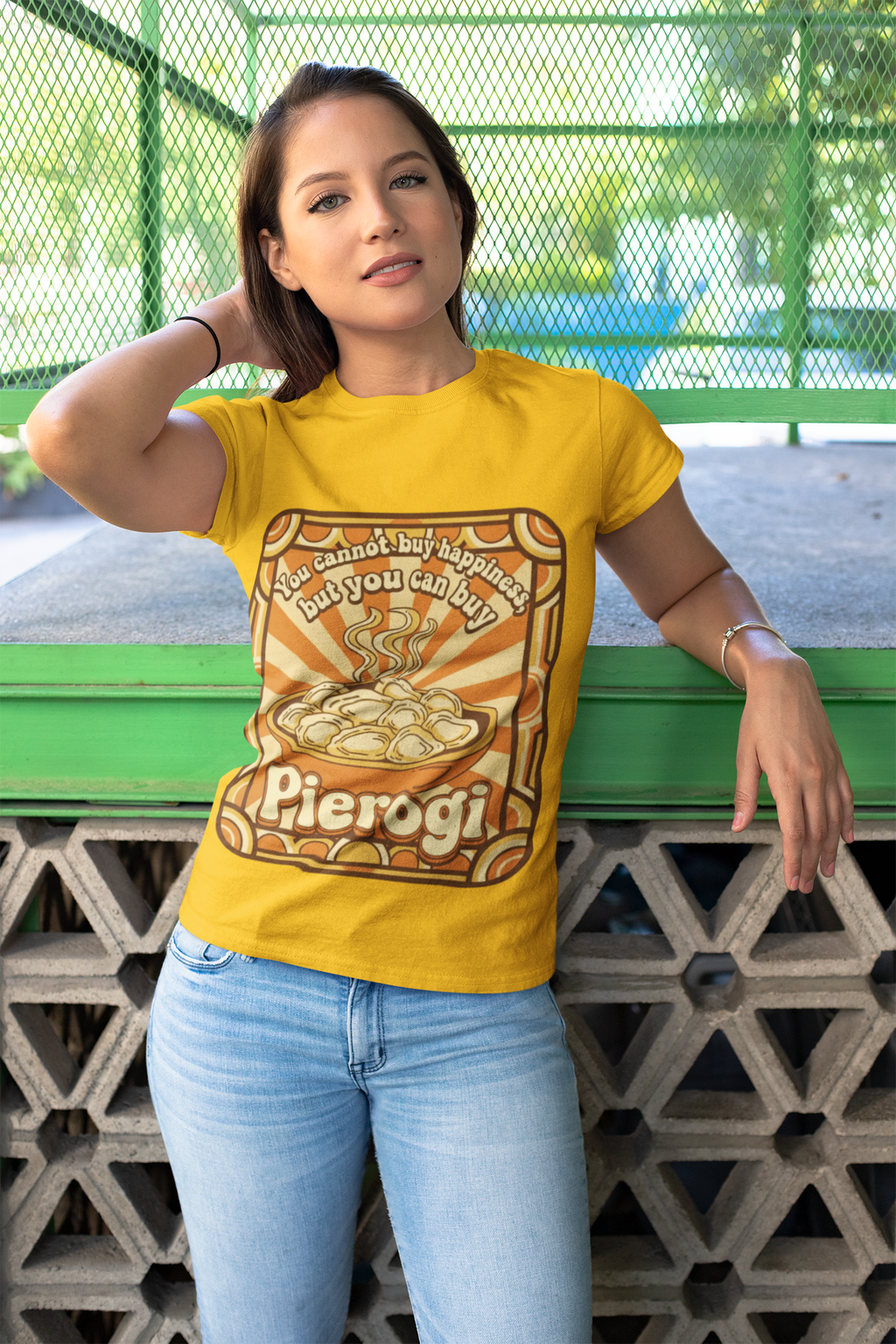 Pierogi T-Shirt — "You Can't Buy Happiness But You Can Buy Pierogi" Retro Food Tee