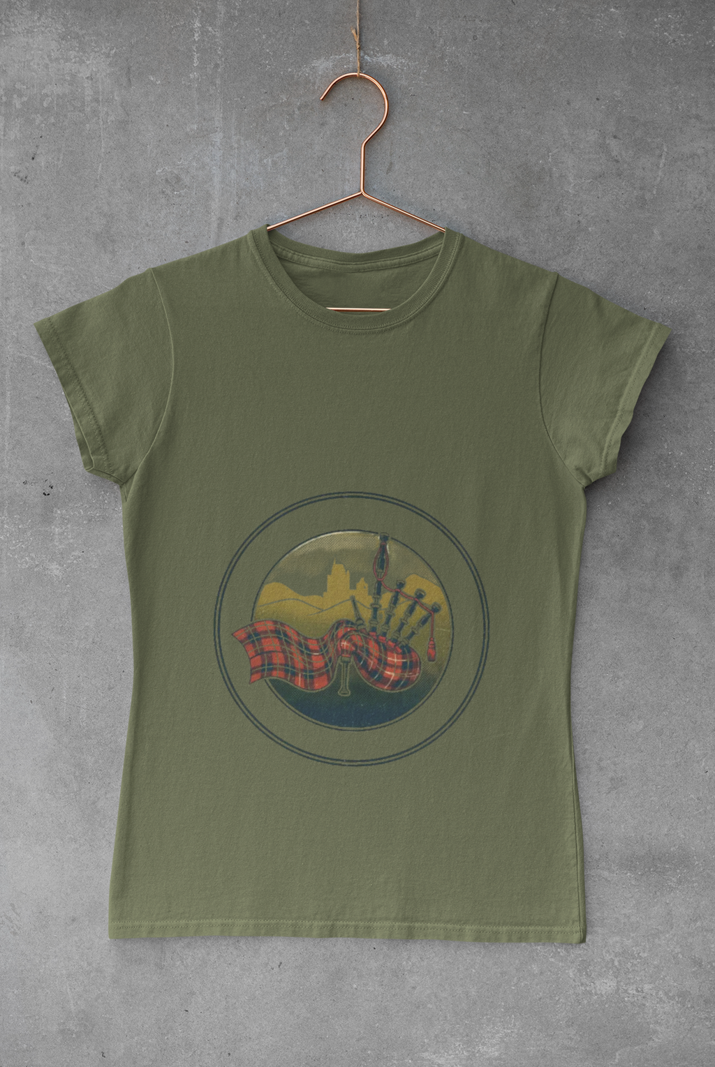 Retro Scottish Tartan & Highland Pipe Band Tee