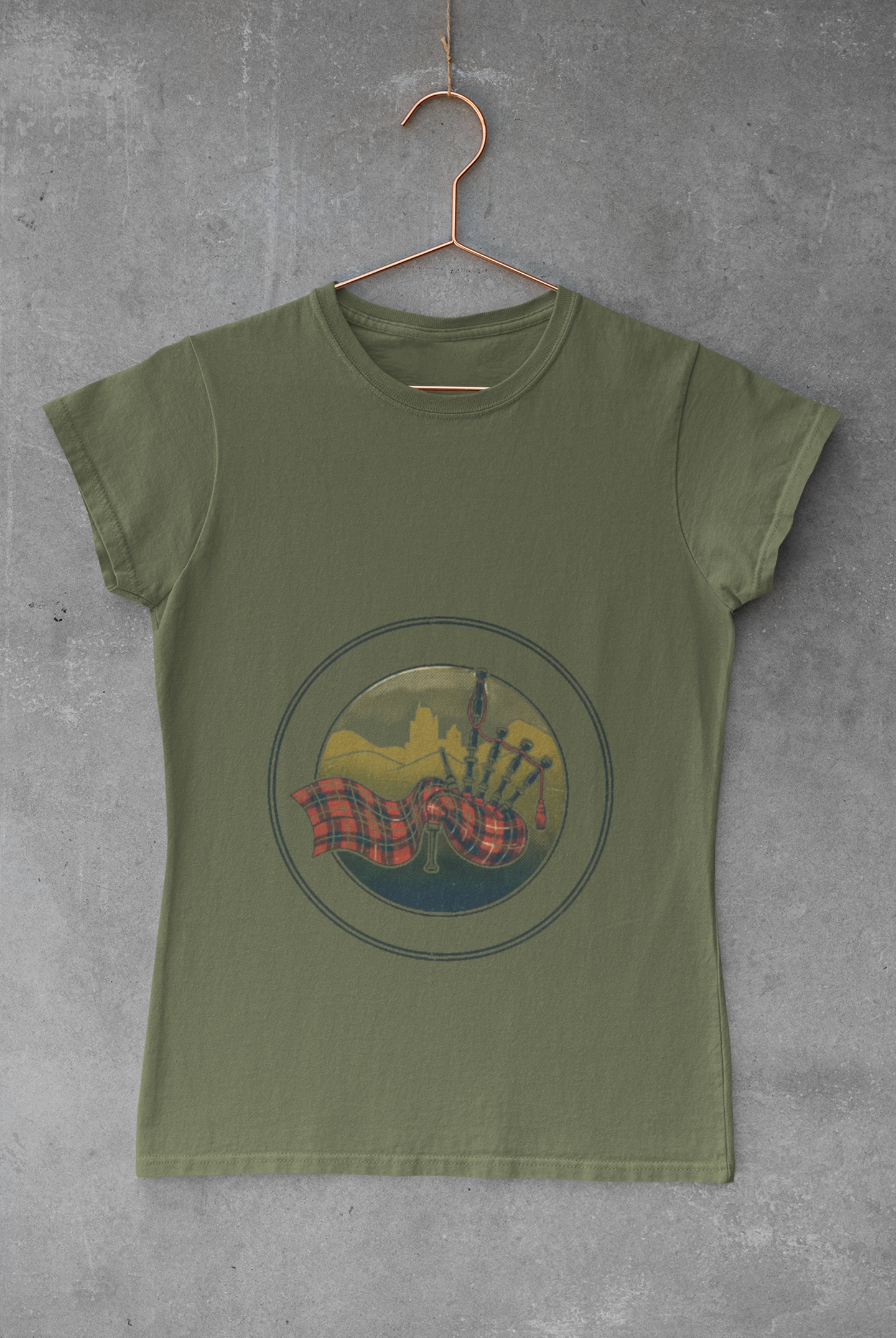 Retro Scottish Tartan & Highland Pipe Band Tee