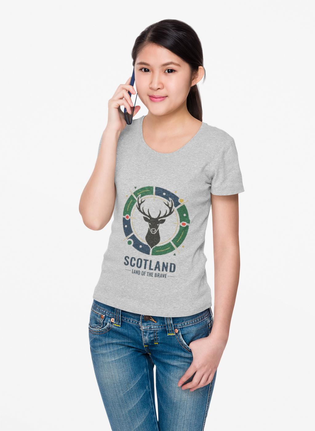 Scotland Stag Crest T‑Shirt — "Scotland: Land of the Brave" Graphic Tee