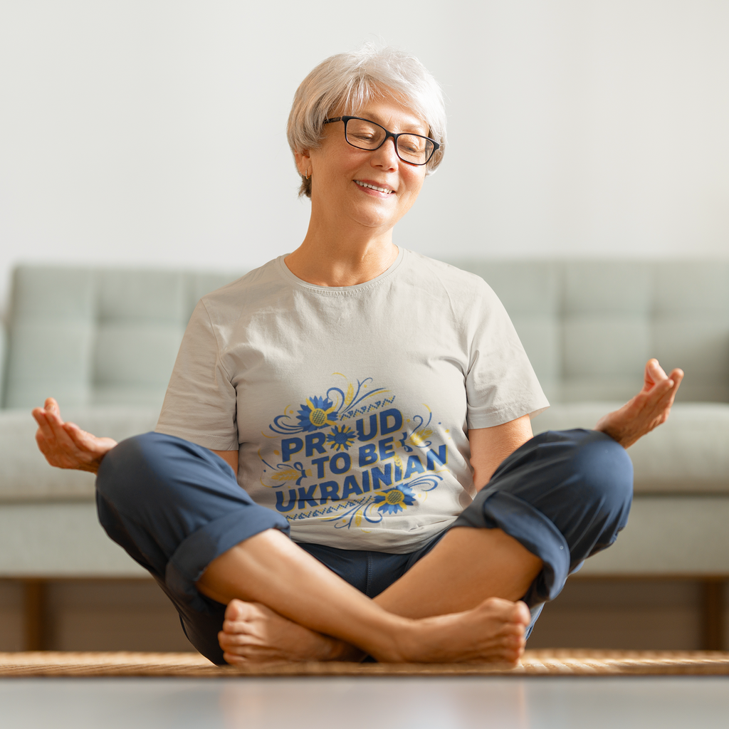 Proud to Be Ukrainian T-Shirt — Blue & Yellow Floral Pride Tee