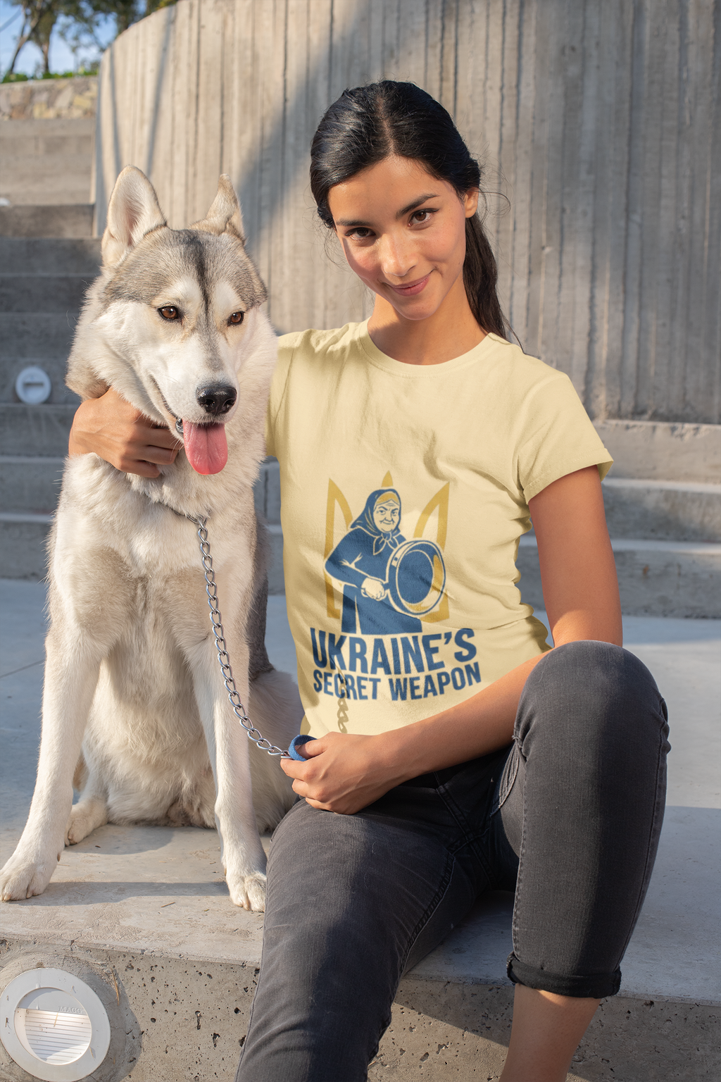 T-Shirt — "Ukraine's Secret Weapon" Grandma with Pot Design