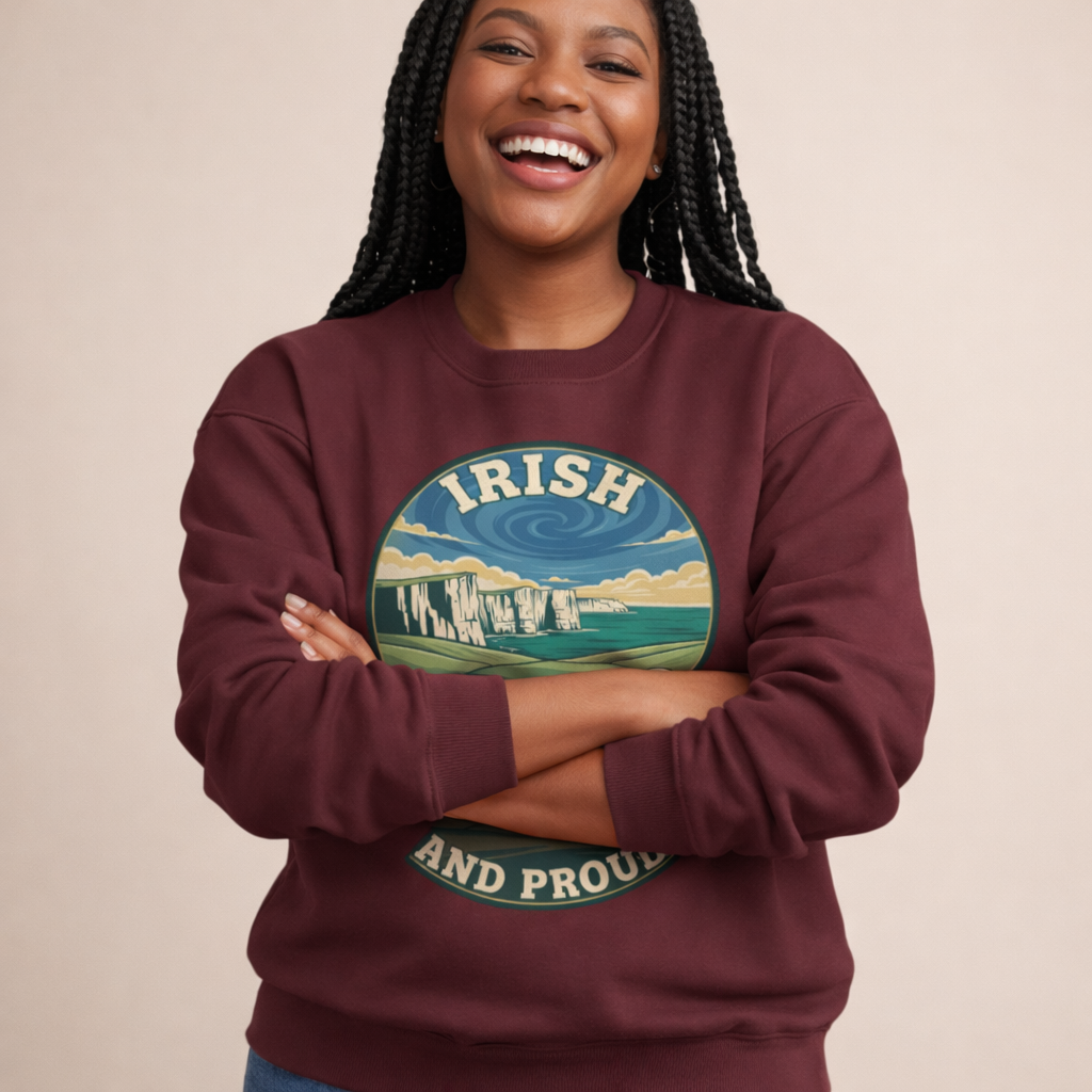 Irish and Proud Sweatshirt — Scenic Cliffs St. Patrick’s Day Crewneck