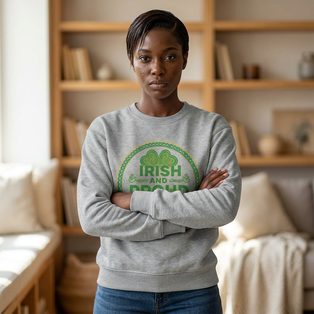Irish and Proud Sweatshirt — St. Patrick’s Day Shamrock Crewneck