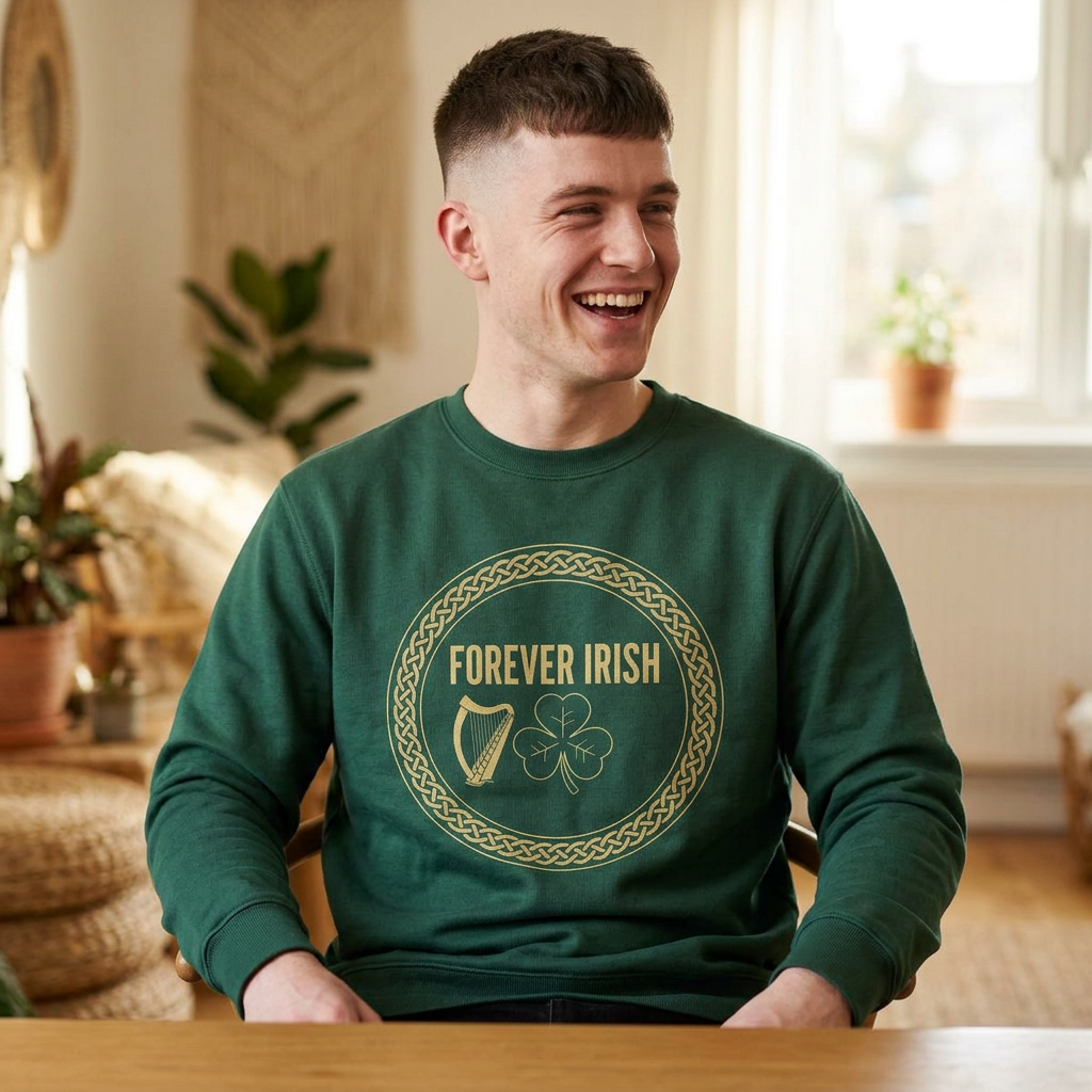 Forever Irish Sweatshirt — Celtic Harp & Shamrock St. Patrick’s Day Pullover