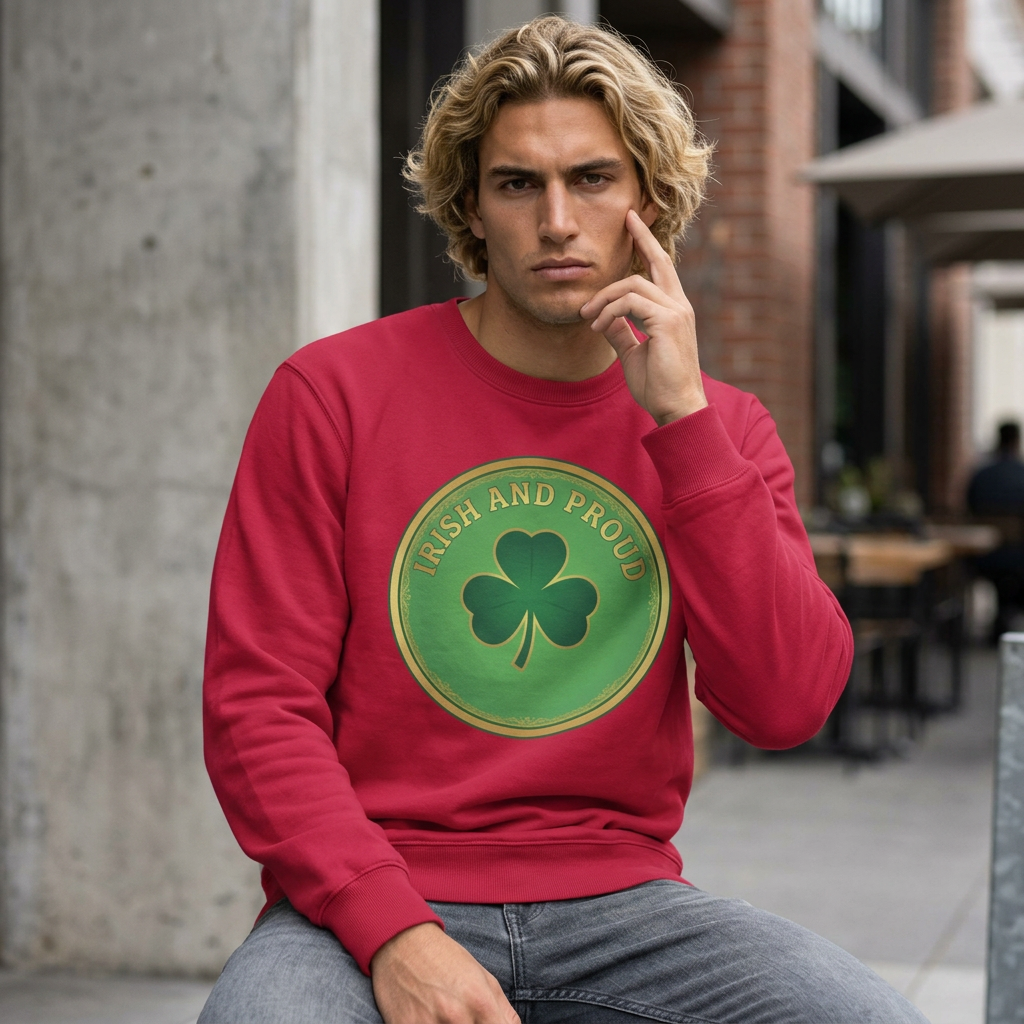 Irish and Proud Sweatshirt – Green Shamrock St. Patrick’s Day Crewneck