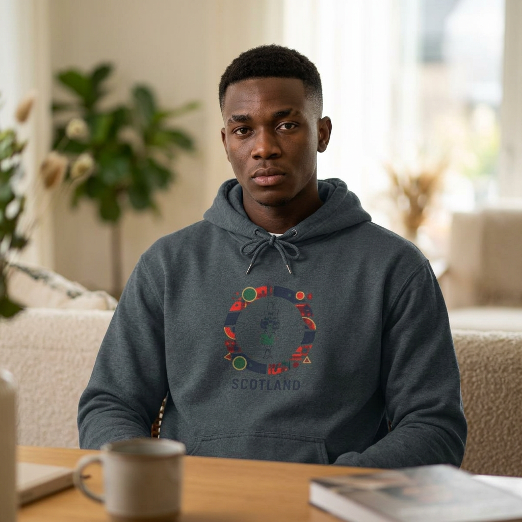 Scotland Crest Graphic Hoodie — Scottish Flag & Thistle Travel Souvenir