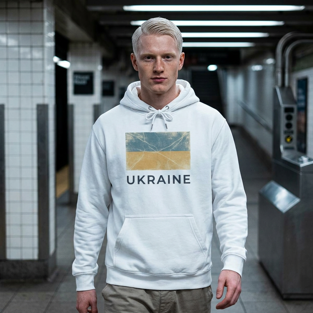Ukraine Flag Hoodie – Distressed Blue & Yellow Support Pullover