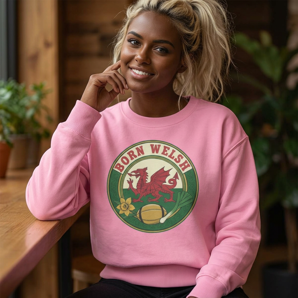 Born Welsh Sweatshirt - Welsh Dragon Heritage Pullover
