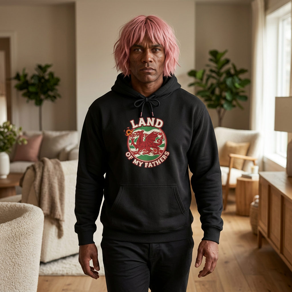 Hoodie — "Land of My Fathers" Vintage Welsh Pride Graphic Hoodie