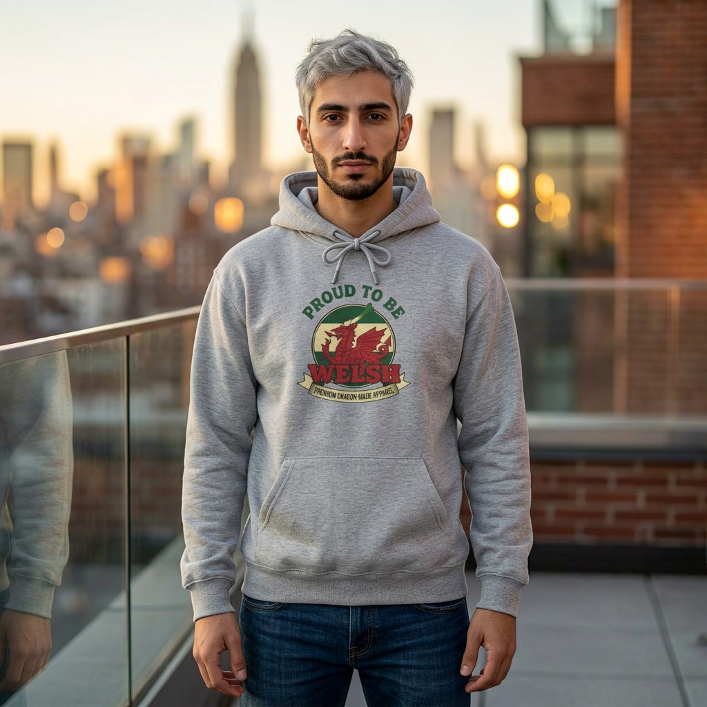 Proud to Be Welsh Hoodie — Vintage Wales Emblem Pullover