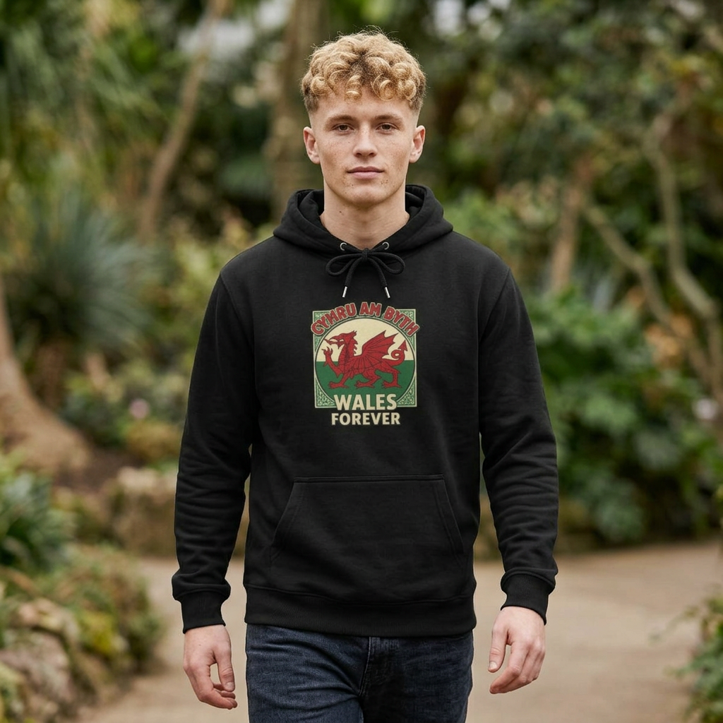 Wales Forever Hoodie — Vintage Welsh Dragon Graphic