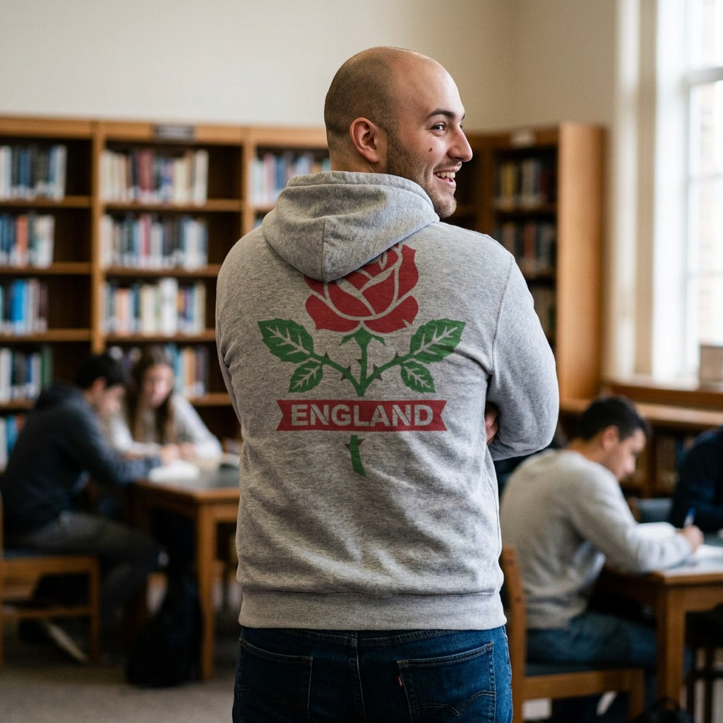 England Rose Hoodie – Classic Red Rose Emblem Sweatshirt