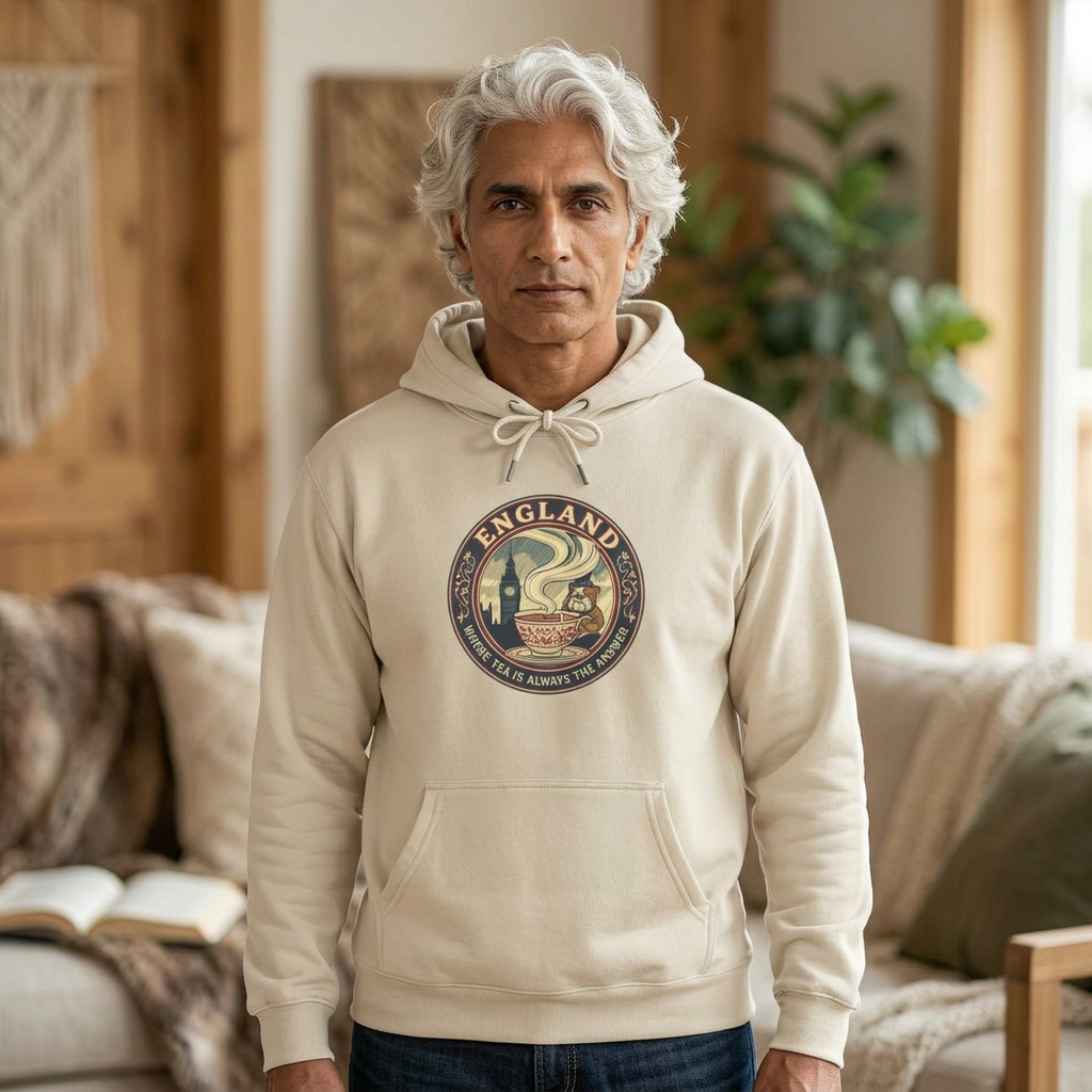 England Vintage Crest Hoodie — British Travel Souvenir Pullover