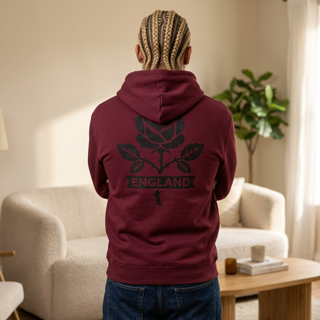 England Rose Hoodie – Vintage Floral Emblem Pullover