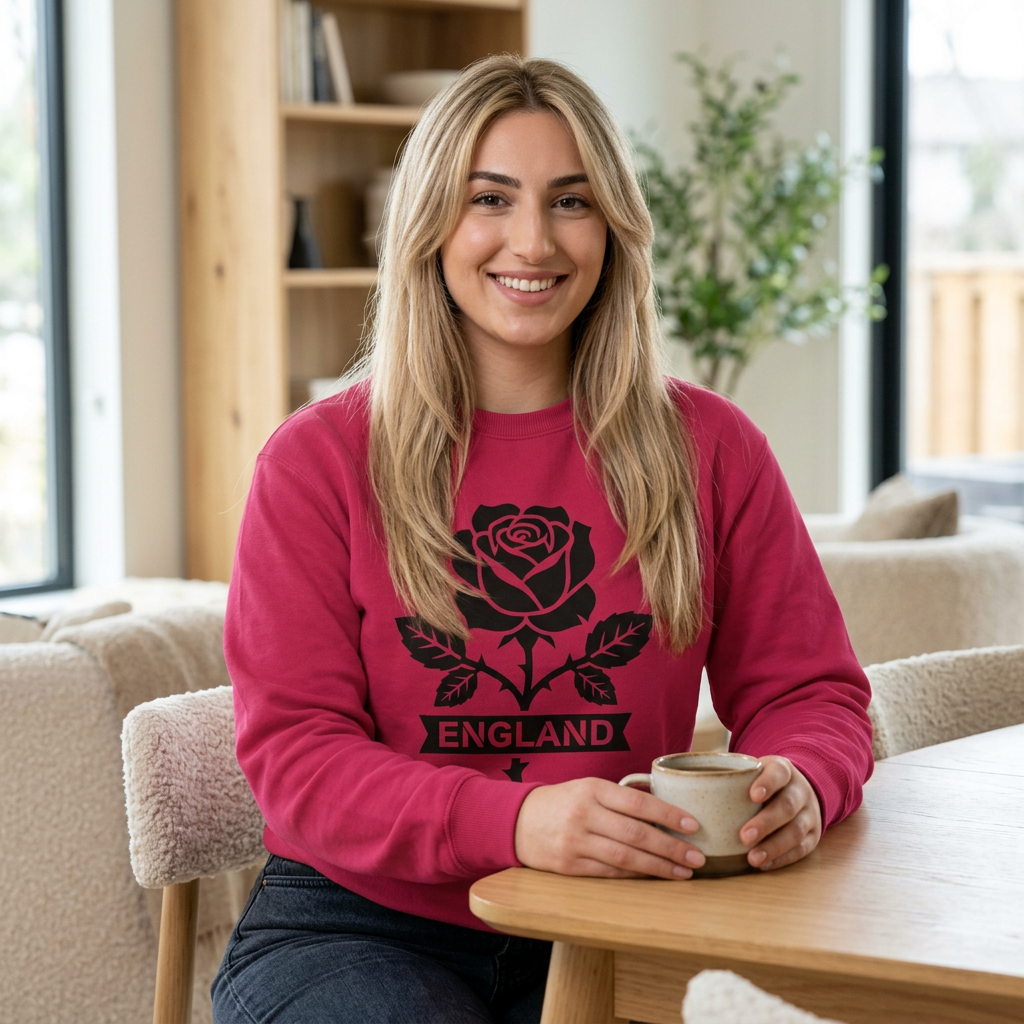 England Rose Sweatshirt — Black Rose Graphic Crewneck