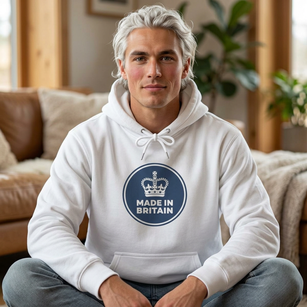 Made in Britain Hoodie – Vintage Crown Logo British Pride Pullover