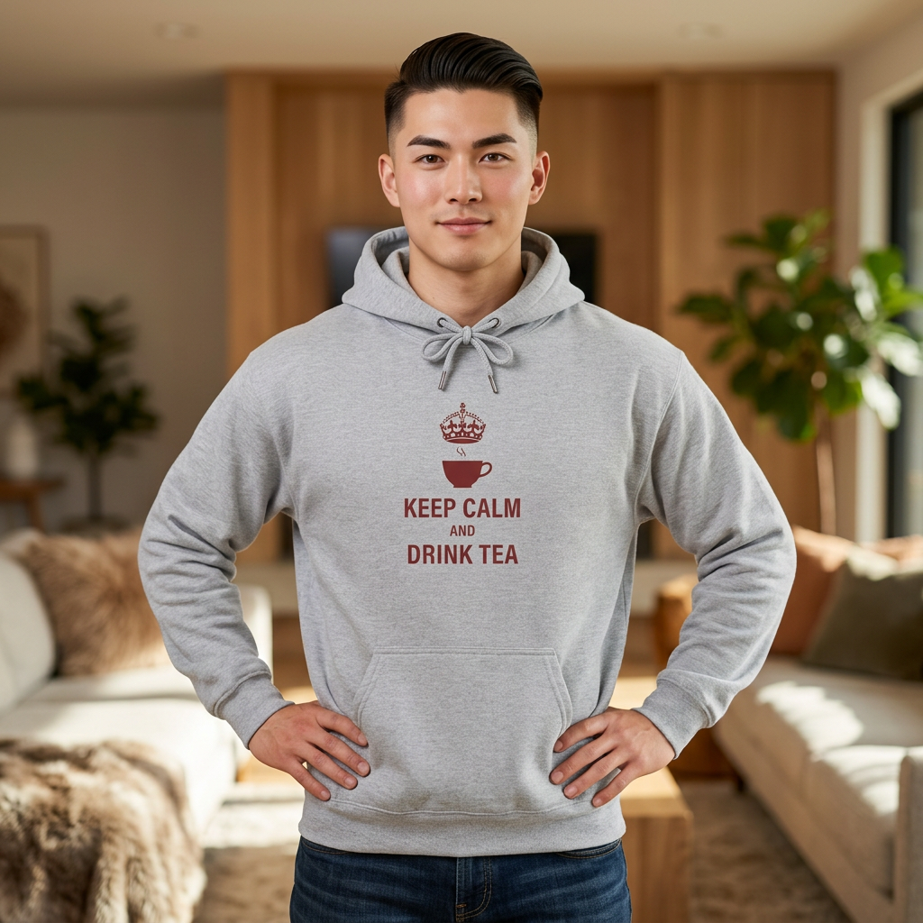 Keep Calm and Drink Tea Hoodie - Cozy Tea Lover Pullover