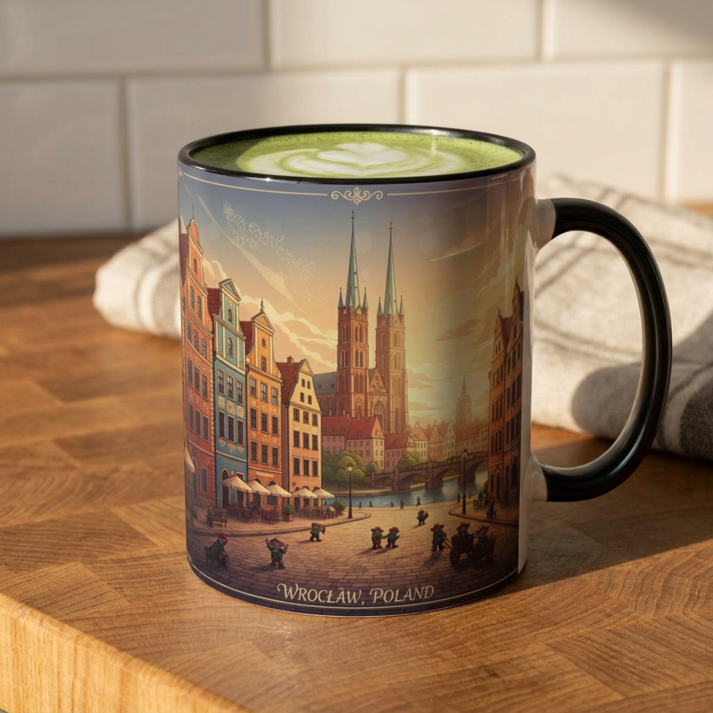 Wrocław Vintage Cityscape Mug — 11oz Two-Tone Coffee Cup
