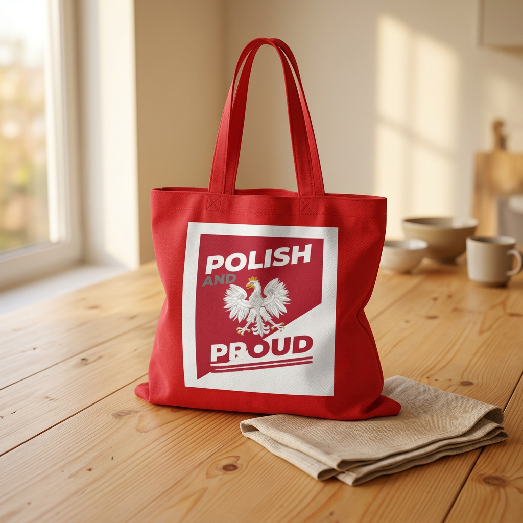 Polish and Proud Cotton Tote Bag — Polish Eagle Patriotic Grocery Shopper