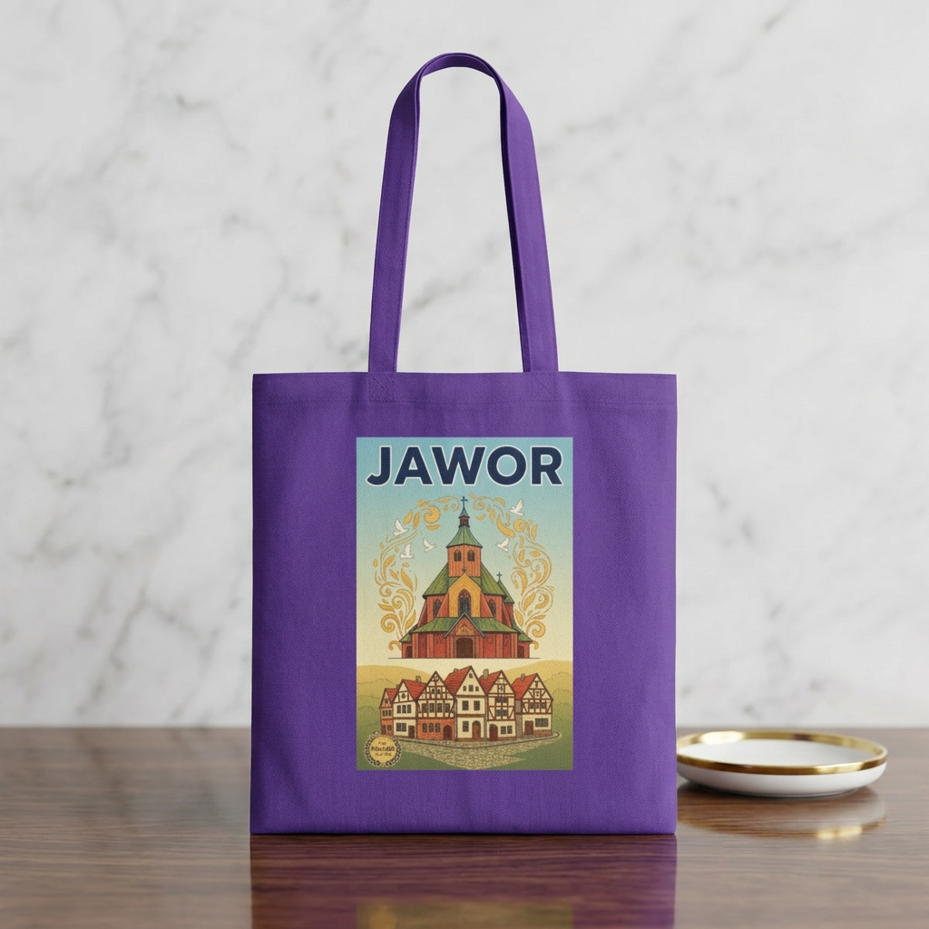Jawor Vintage Travel Tote — Retro Polish Town Cotton Tote Bag