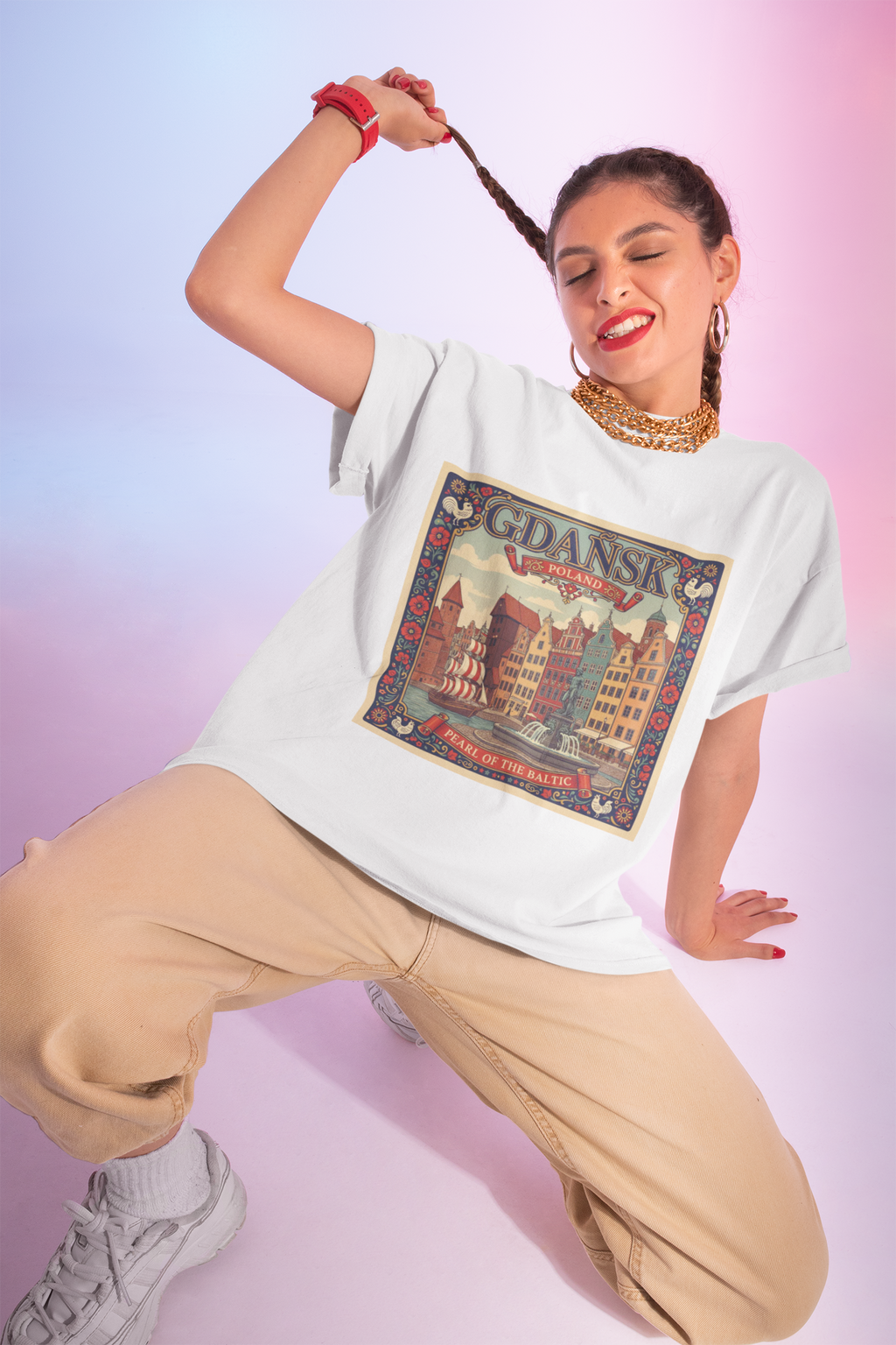 Gdańsk Vintage Travel Tee – Polish Harbor Retro Poster T‑Shirt