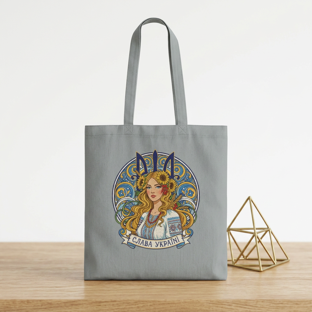 Tote Bag — Slava Ukraini Floral Folk Art Cotton Tote