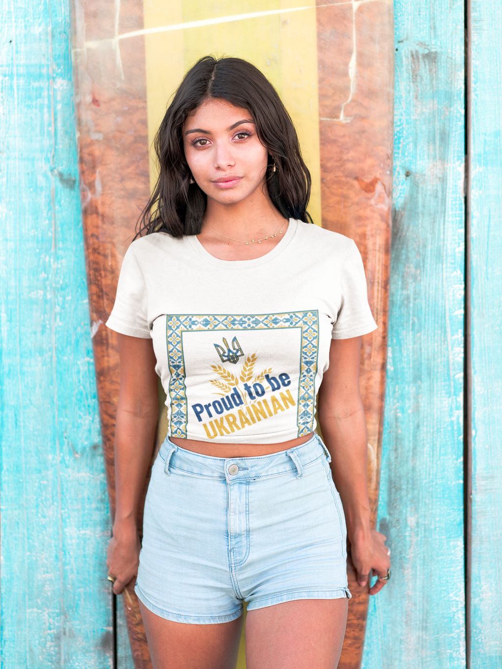 Proud to Be Ukrainian T-Shirt — Ukrainian Pride Tee with Tryzub & Wheat Design