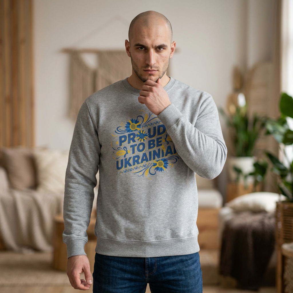 Proud to Be Ukrainian Sweatshirt — Ukrainian Flag Sunflower Pride Crewneck