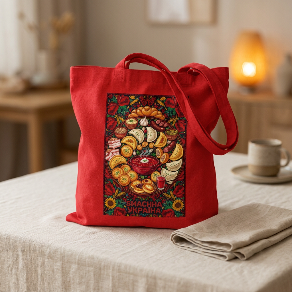 Ukrainian Harvest Cotton Tote — Traditional Pysanka & Sunflower Market Bag